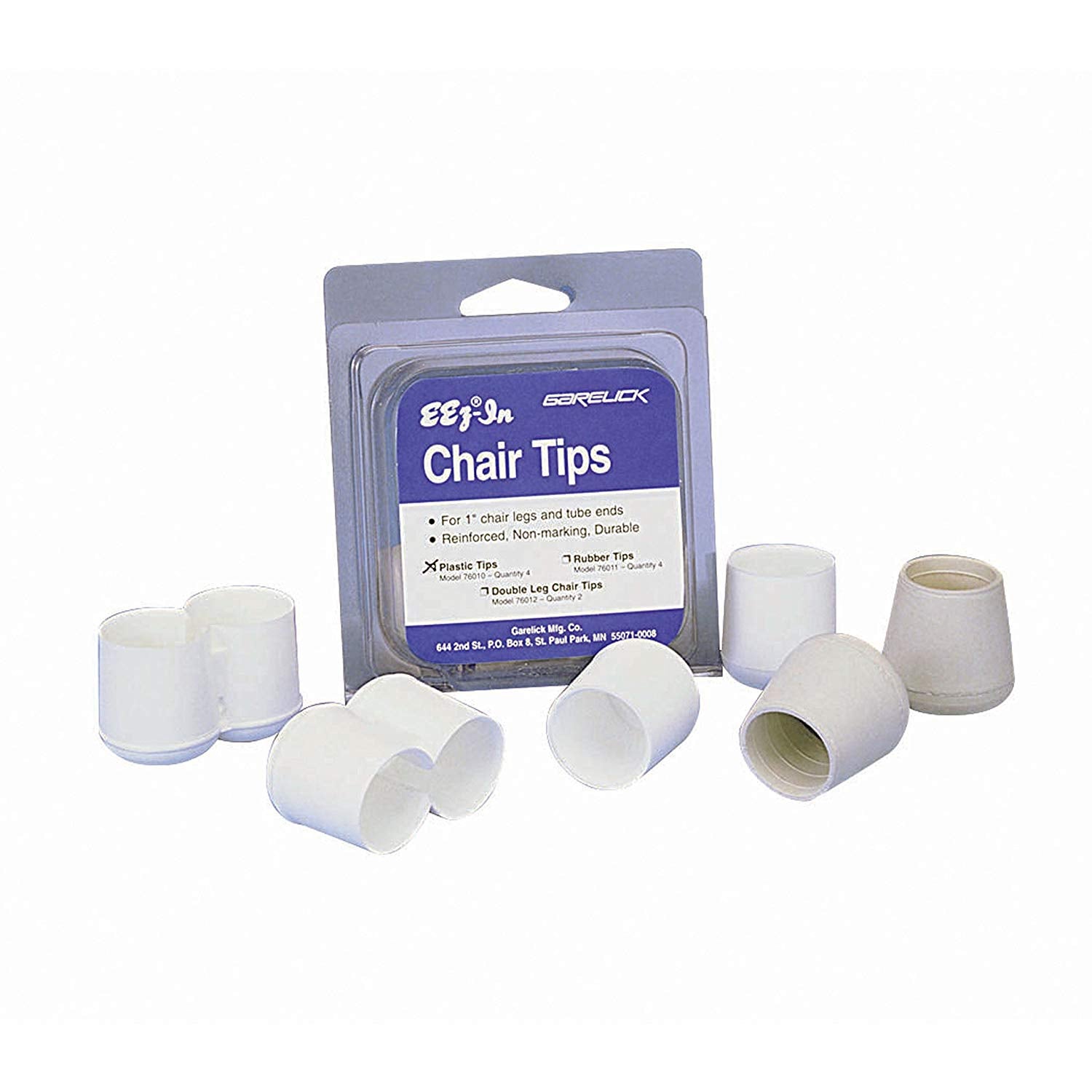 Garelick - Rubber and Plastic Chair Tips Single or Double Legs, Part No. 76011:01 - Single-Rubber 4 Pk